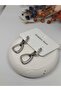 Elegant Steel Earrings with Silver Detailed Zircon Stones - 4