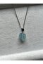 Raw Aquamarine Stone Steel Necklace Handmade - 3