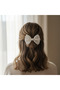 White Scallop Handmade Mother Baby Bandana Bow Buckle with Automatic Clip - 3