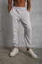 Men's Three-Thread Bottom Sweatpants with Elastic Cuffs - Gray