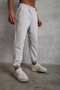 Men's Three-Thread Bottom Sweatpants with Elastic Cuffs - Gray - 2