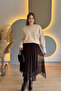 Asymmetrical Midi Brown Tulle Skirt with Elastic Waist - 2