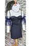 Asha Pleated New Season Tulle Oversleeves Navy Blue