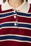 Striped Polo Neck Knitwear Sweater Lxa0023 Bordo Laci̇vert - 4