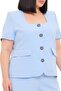 Plus Size Short Sleeve U-Neck Bebe Blue Jacket Pants Two-Piece Suit - 5