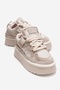 RAVEN Beige Suede Genuine Leather Women's Platform Sneakers