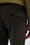 Corded Fabric Velvet Men's Khaki Trousers - 8