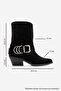 Velmor Black Suede Genuine Leather Buckle Women's Western Boots - 3