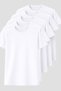Men's Pack of 5 White T-Shirts, 30/1 Single Jersey Cotton, Soft Texture, Crew Neck