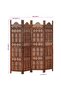 Hand carved 4-Panel Room Divider Brown 160x165 cm Solid Mango Wood - 3