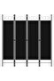 4-Panel Room Divider Black 160x180 cm