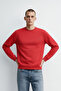 Men's Crew Neck Basic Red Sweatshirt - 6