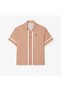 Men's Relaxed Fit Short Sleeve Monogram Beige Shirt - 4