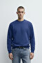 Men's Crew Neck Basic Indigo Sweatshirt - 2