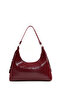 Crinkled Textured Burgundy Shk82 Baguette Model Single Compartment Women's Faux Leather Hand and Shoulder Bag - 4
