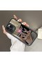 iPhone 11 Compatible Fall Resistant Black Silicone Case Mirror Face Ribbon Patterns - 5