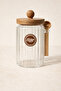 Acacia Gasketed Striped 3-Piece Glass Jar Set with Spoon 900ml Kw-754 - 3