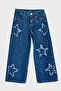 Girl's Star Patterned Blue Denim Trousers – Relaxed Fit Jeans - 4