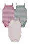 Striped Rope Strap 3-Piece 0-36 Months Snap Fastener Bodysuit - Pink 1-3 Months