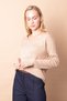 Women's Knitwear V-Neck Long Sleeve Slit Sweater Blouse-Beige - 4