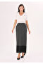 Maxi Knitted Water-Patterned Pencil Skirt with Back Zipper