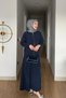 Cupra Fabric Navy Blue Women's Dress Skirt Set - 6