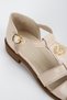 Women's Genuine Leather Buckle Detailed Sandals 6338 Beige - 3