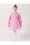 Girl's Cotton Lilac Bow Embroidered Tulle Skirt Dress Set - Long Sleeve - 2