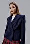 Navy Blue Regular Fit Premium Short Cashmere Jacket - 5