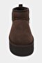 Coco Brown Suede Leather Thick Sole Sheepskin Lined Women's Boots - 5