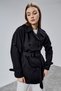 Black Premium Regular Fit Trench Coat with Epaulettes and Windbreaker Detail Belted Trench Coat - 8