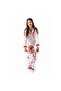 Women's Mother Ecru Red Tulip Patterned Ruffled Bandana Pajama Set - 5