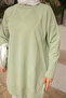 Mint Green Crew Neck Cold Thread Knitwear Tunic - 3