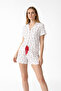 Women's Milan Fabric Cherry Pattern Pajama Shorts Set Short Sleeve Underwear - 4