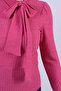 Women's Fuchsia Tie Side Neck Gathered Shoulder Blouse Arm-26K001068 - 3