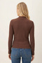 Women's Coffee Color Side Tie Gathered Shoulder Blouse Arm-26K001068 - 2
