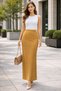 Seersucker Textured Pencil Skirt 90 cm