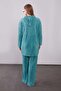 Emerald Green Hooded Double Set with Lace Detail - 6