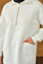 Women's Pocket and Collar Detail Half Zipper Sweatshirt White - 7