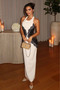 Angela Lace Satin Dress - White - 2