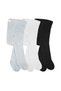 3-Piece Organic Cotton Baby Socks Combed Cotton Pantyhose for Girls and Boys (Grey White Black) - 3