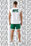 Ufc Ultimate Printed Black Sleeveless T-Shirt and Piped Jersey Fabric Sports Shorts Combination Set