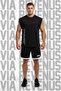 Ufc Ultimate Printed Black Sleeveless T-Shirt and Piped Jersey Fabric Sports Shorts Combination Set - 2