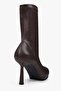 Women's Glove Brown Leather Stretch Heeled Boots - 4