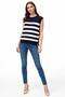 Striped Women's Sweater with Side Button Detail - 5