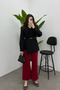 Women's Burgundy Elastic Waist Scuba Comfortable Cut Trousers - 3