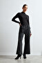 Women's Black Elastic Waist Scuba Comfortable Cut Trousers - 4