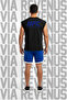 Ufc Ultimate Printed Black Sleeveless T-Shirt and Piped Jersey Fabric Sports Shorts Combination Set