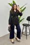 Women's Navy Blue Elastic Waist Scuba Comfortable Cut Trousers - 2