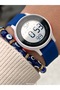 Boy's Watch-In Gift Package-Digital Sports-Navy Blue Silicone Band-Pool Sea Suitable + Bracelet - 2